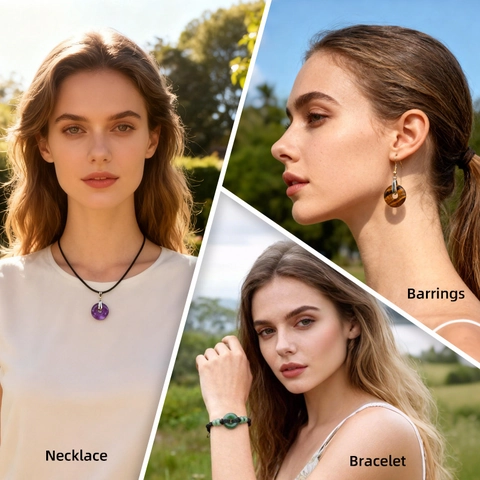 Ciondolo a Ciambella in Pietra Naturale Cristallo Agata Tondo Pingan Kou Charm per Collana Bracciale Fai da Te Gioielli Stile Cinese Vintage