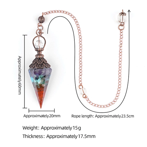 Vintage Hexagonal Resin Pendulum Pendant With Natural Crushed Stone Spiritual Healing Divination Chakra Necklaces Accessory