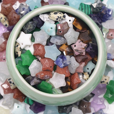 Faceted Star Shaped Natural Stone Semi-precious Gemstone Crystal Pendants Beads For DIY Jewelry Making Without Chain