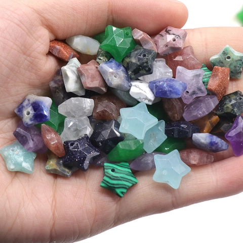 Faceted Star Shaped Natural Stone Semi-precious Gemstone Crystal Pendants Beads For DIY Jewelry Making Without Chain