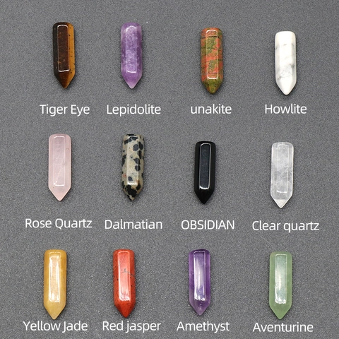 Pierre de Cristal Naturelle Agate Pilier Hexagonal Point de Balle Sans Trou Mini Colonne Pierre Gemme Polie pour Fabrication de Bijoux DIY
