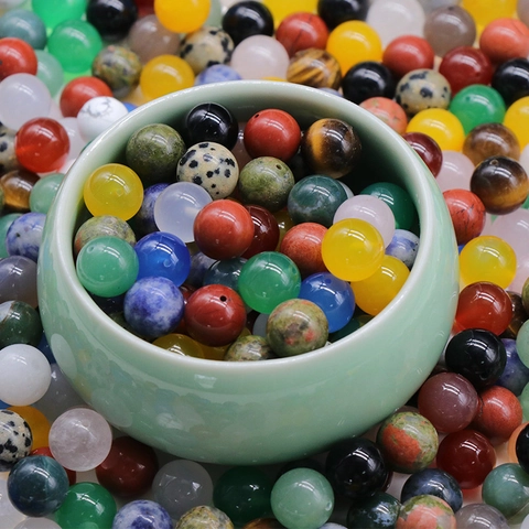 10mm Naturstein Halbloch Runde Perlen Poliert Achat Quarz Kristall DIY Ohrring Schmuckherstellung Zubehör