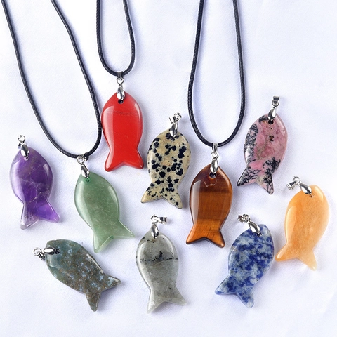 Naturstein Achat Fisch Anhänger Halskette Für Damen DIY Schmuckherstellung Bastelzubehör Mit Lederkordel Kristall Fisch Charm