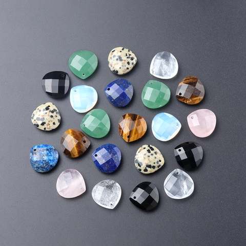 Natural Stone Faceted Heart Pendant Multi Color Gemstone Charm For DIY Necklace Earring Making Fashion Jewelry Accessory