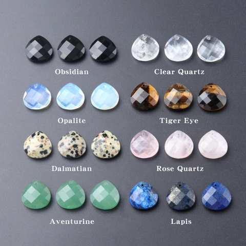 Natural Stone Faceted Heart Pendant Multi Color Gemstone Charm For DIY Necklace Earring Making Fashion Jewelry Accessory