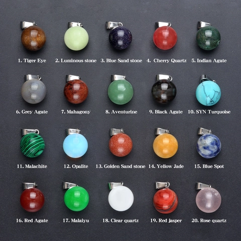 Natural Crystal Agate Round Ball Pendant Only Without Chain For Women DIY Jewelry Making Polished Semi Precious Stone Sphere Accessory