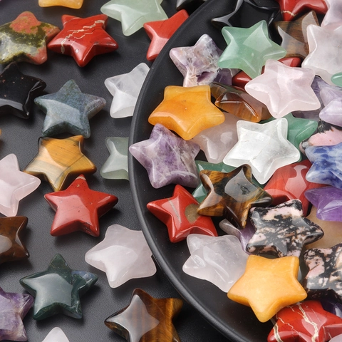Star Shaped Natural Stone Crystal Agate Polished No Hole Five Pointed Star Healing Stones For DIY Jewelry Making Home Decor