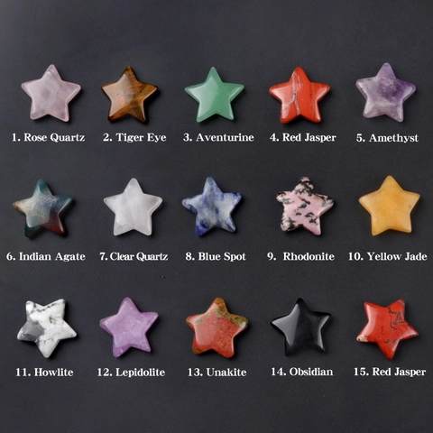 Star Shaped Natural Stone Crystal Agate Polished No Hole Five Pointed Star Healing Stones For DIY Jewelry Making Home Decor