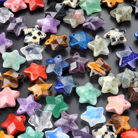 Natural Semi Precious Stone Star Pendant Faceted Pentagram Crystal Charms For DIY Necklace Bracelet Jewelry Making
