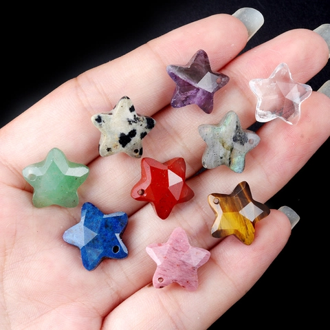 Natural Semi Precious Stone Star Pendant Faceted Pentagram Crystal Charms For DIY Necklace Bracelet Jewelry Making
