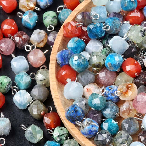 Ciondoli a Cubo in Pietra Naturale Sfaccettata Con Occhiello in Metallo per Creazione Gioielli Fai-da-te Labradorite Agata Ametista Citrino Perle in Pietra