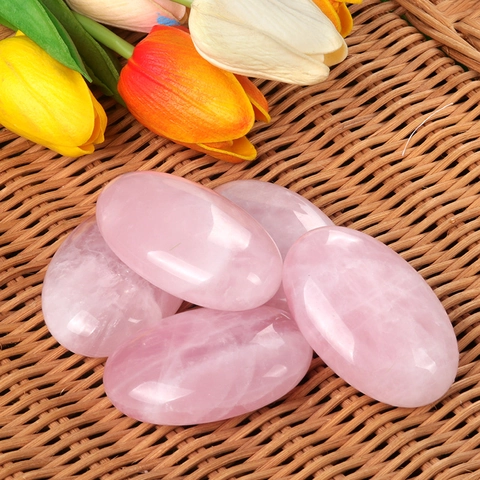 Pietra da Palmo in Quarzo Rosa Naturale Forma di Sapone Cristallo Curativo Lucidato per Yoga Meditazione Massaggio Arredo Casa