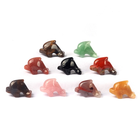 Natuurlijke Halfedelsteen Dolfijn Snijwerk Mini Dierlijke Figuur Genezing Kristal Rozenkwarts Tijgeroog Agaat Decoratie