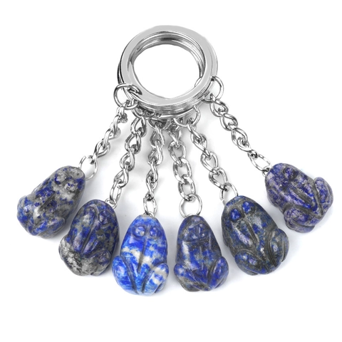 Natürlich Lapislazuli Geschnitzt Frosch Schlüsselanhänger Tier Stein Anhänger Schlüsselring Für Damen Herren Auto Tasche Deko