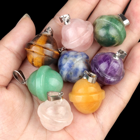 Natural Crystal Agate Stone Planet Pendant Necklace Galaxy Saturn Shaped 3D Universe Jewelry Amethyst Tiger Eye Pendant