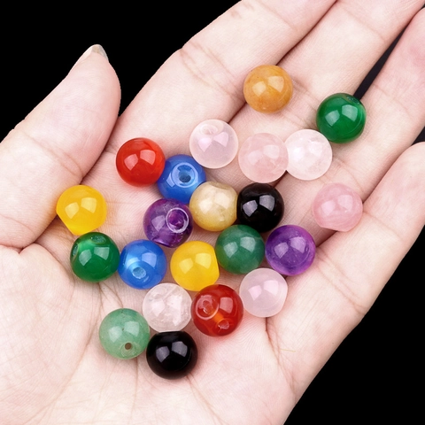 Cuentas de Ágata Redondas de Piedra Natural para Joyería Amatista Jaspe Pulido DIY Cuentas Espaciadoras Accesorio de Ropa