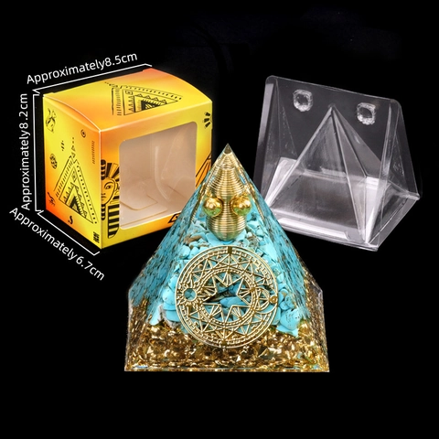 Decorazione a Piramide di Cristallo di Orgonite Fatta a Mano in Resina Lapislazzuli Ametista Guarigione Energetica Meditazione Casa Ufficio Regalo