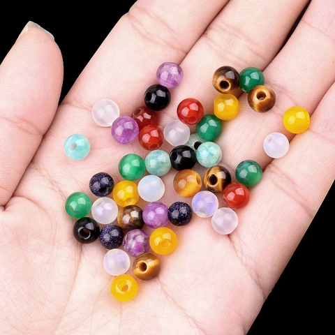 Natural Polished Agate Amethyst Amazonite Tiger Eye Round Loose Beads For DIY Jewelry Making Necklaces Bracelets Accessories