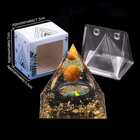 Orgone Pyramid Energy Generator Crystal Stone Amethyst Rose Quartz Tree Of Life Meditation Healing Home Desk Decor
