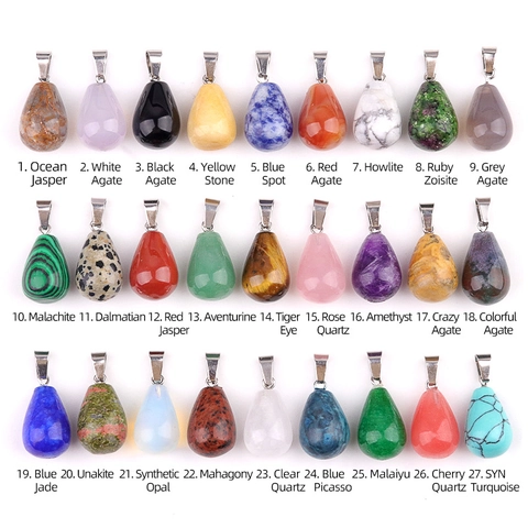 Colgante de Gota de Agua de Cristal Natural Piedra Semipreciosa Con Cierre de Aleación Colgante de Lágrima Pulido Solo Para Creación Joyería DIY Collar Pendientes