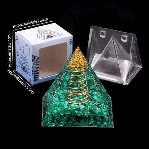 Orgonit Pyramide Energiegenerator Heilung Natur Malachit Türkis Stein Harz Tischschmuck Spirituelle Meditation Pyramide