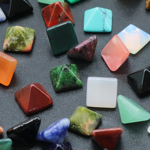 Polished Mini Pyramid Crystal Agate Natural Stone Beads Geometric Flatback Cabochon For DIY Jewelry Making Crafts Decoration