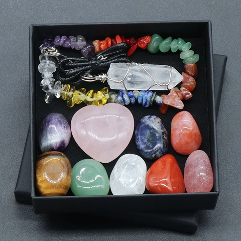 Collezione Pietre Cristallo Naturale Cuore Quarzo Rosa Pendente Colonna Cristallo Bianco Bracciale Chakra Meditazione Regalo Assortimento