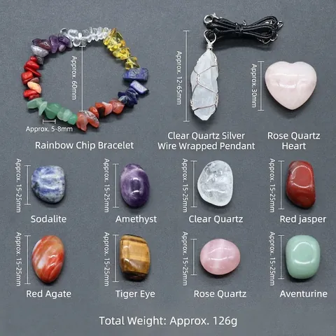 Collezione Pietre Cristallo Naturale Cuore Quarzo Rosa Pendente Colonna Cristallo Bianco Bracciale Chakra Meditazione Regalo Assortimento