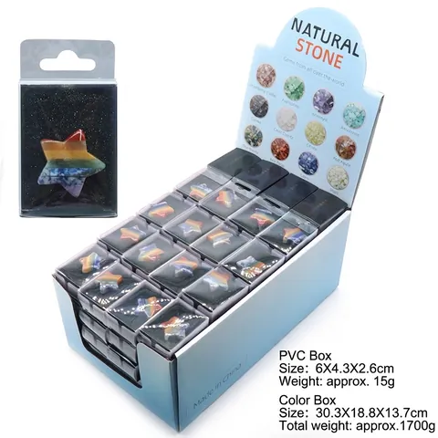 Natuurlijke Zeven Chakra Steen Ster Ornament Handgemaakte Gepolijste Regenboog Spliced Healing Crystal Pentagram Decor