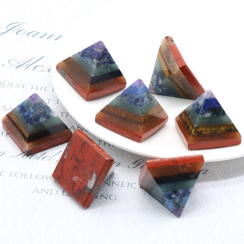Seven Chakra Healing Crystal Orgone Pyramid Multi Layer Natural Stone Energy Generator Home Office Meditation Desk Decor Gift