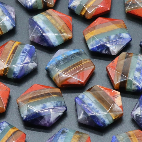 Pietra Semipreziosa Naturale 7 Chakra Stella a Sei Punte Hexagram Pietra da Palmo Cristallo Curativo per Meditazione Casa Decorazione