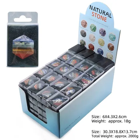 Pietra Semipreziosa Naturale 7 Chakra Stella a Sei Punte Hexagram Pietra da Palmo Cristallo Curativo per Meditazione Casa Decorazione
