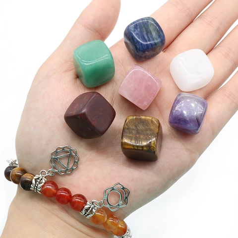 Piedra Natural 7 Chakra Cristal Curativo Pulsera Y Piedras Brutas Pulidas Combinadas Con Caja De Regalo Amatista Yoga Joyería