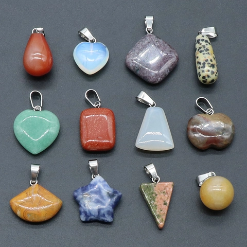 Set Ciondoli in Pietra Naturale Forme Miste Con Gancio in Lega Pietre Semipreziose Multicolore Per Creazione Gioielli Regalo