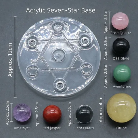 Set di Pietre Curative Sfera di Cristallo Naturale Seven Star Array Con Base in Acrilico Per Decorazione Domestica Meditazione Energetica