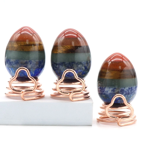 Uovo di Cristallo Curativo Chakra Naturale Sette Strati di Pietre Preziose Reiki Yoga Meditazione Decorazione Pasqua Pietra