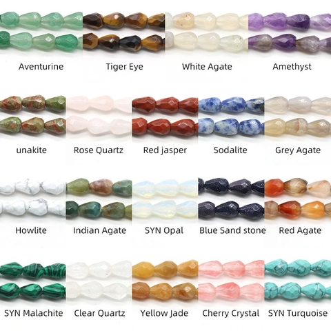 Natural Stone Agate Faceted Teardrop Beads Semi Precious Stone Loose Beads For DIY Jewelry Making Necklace Bracelet Materials