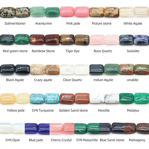 Rectangle Natural Stone Beads Agate Crystal Jasper For DIY Jewelry Making Handmade Necklaces Bracelets Accessories
