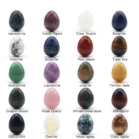 Uova in Pietra di Cristallo Naturale Lucidate Mini Gemme Curative Scatola per Festa di Pasqua Casa Ufficio Scrivania Decorazione