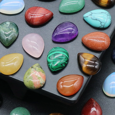 12x16mm Teardrop Cabochon Natural Crystal Agate Water Drop Gemstone For DIY Jewelry Making Inlay Accessories Polished Stone