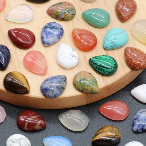 Natural Synthetic Gemstone Teardrop Cabochon Pear Shape Stone For DIY Jewelry Making Crafts Healing Crystals