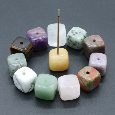 Natural Crystal Agate Stone Square Incense Burner Holder Set Aromatherapy Incense Stick Base Small Decorative Ornament
