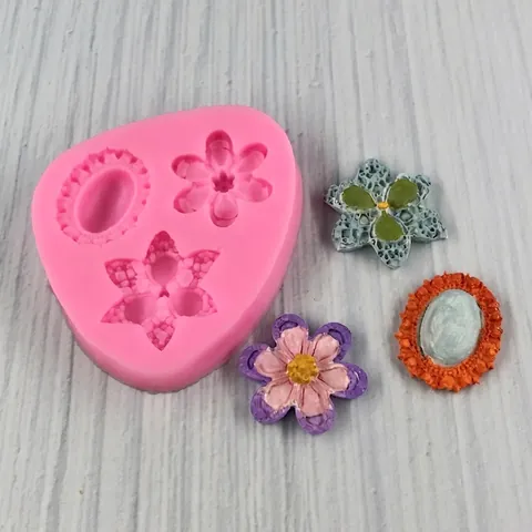 Blumen Juwel Silikon Fondant Form 3D Relief Schokolade Kuchen Backwerkzeug DIY Zucker Handwerk Ton Seife Deko Form