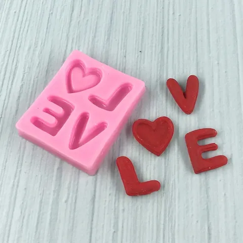 LOVE Letter Silicone Mold Heart Shape Chocolate Fondant Cake Decorating Tool DIY Handmade Gypsum Clay Craft Bakeware Mold