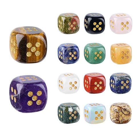 Natural Crystal Stone Dice Polished Amethyst Tiger Eye Rose Quartz Cubic Dice For Board Games Leisure Entertainment Home Decor