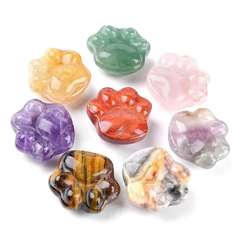 Natural Stone Carved Cat Paw Desk Ornament Mini Crystal Healing Stone Animal Paw Figurine For Home Decor DIY Craft Accessory