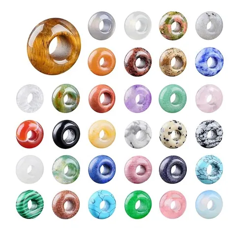 Cuentas de Ábaco de Cristal de Piedra Natural para la Creación de Joyas DIY Espaciadores de Ágata Pulidos de Gran Agujero para Collares Pulseras