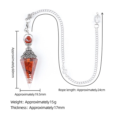 Vintage Natural Stone Hexagonal Cone Pendulum Pendant Resin Crystal Chips Healing Meditation Yoga Spirit Pendulum With Chain