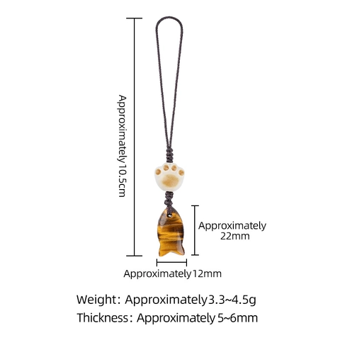 Natural Stone Fish Cat Paw Hanging Ornament Cute Crystal Animal Charm For Bags Phones Keys Car Interior Decoration