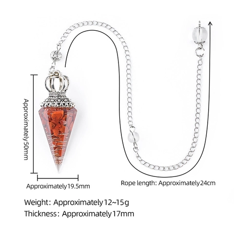 Vintage Natural Crystal Stone Resin Hexagonal Pyramid Pendulum Pendant Necklace With Crown Metal Cover Yoga Meditation Jewelry
